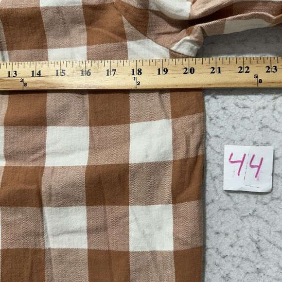 Ann Taylor LOFT Women's Medium Button Down Plaid Shirt Burnt Orange White Cotton - Picture 8 of 12